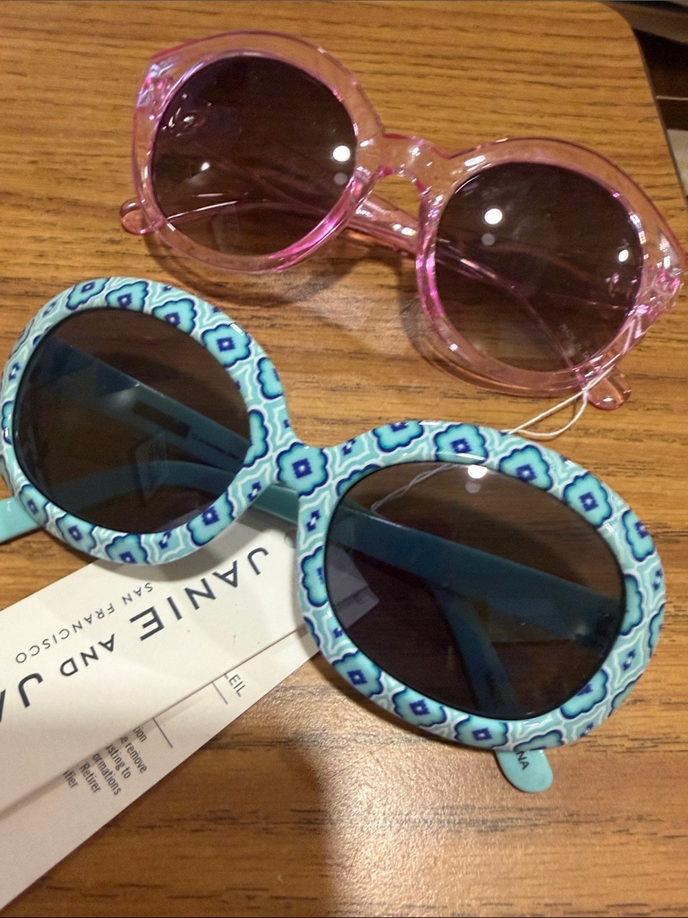 Blue Patterned Round Sunglasses & Pink Round Frames both pair!!!